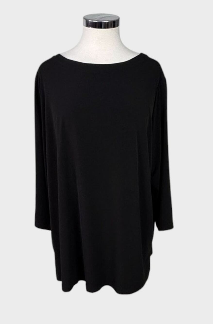 Susan Graver Modern Essentials Womesn Black 2XP Liquid Top
